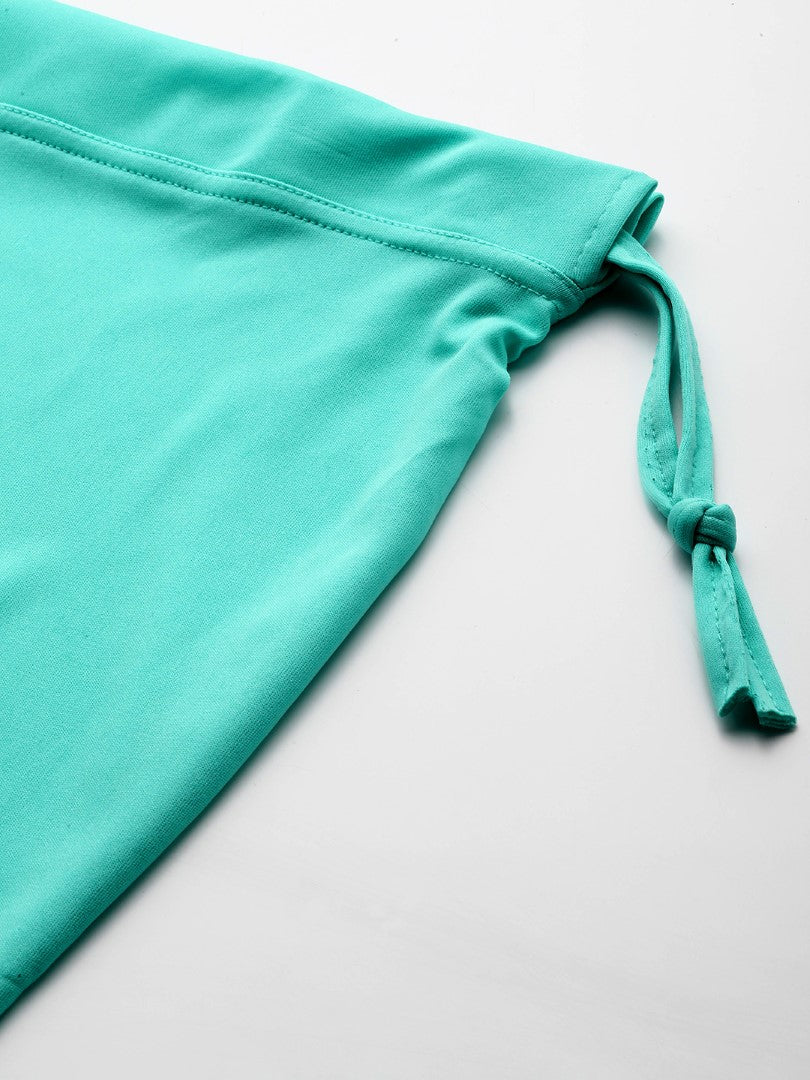 Women Sea Green Solid Saree Shapewear