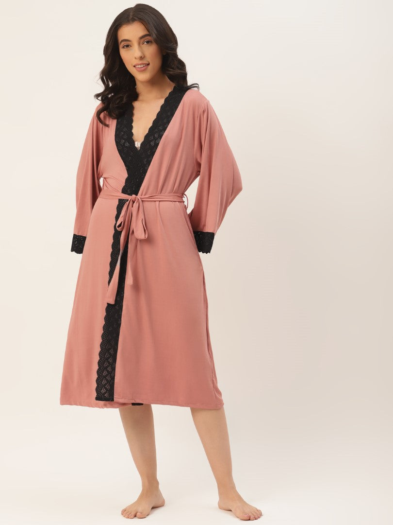 Peach Robe with Modal Fabric