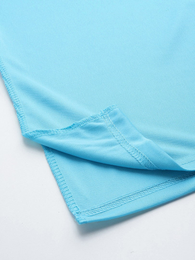 Women Water Blue Solid Saree Shapewear
