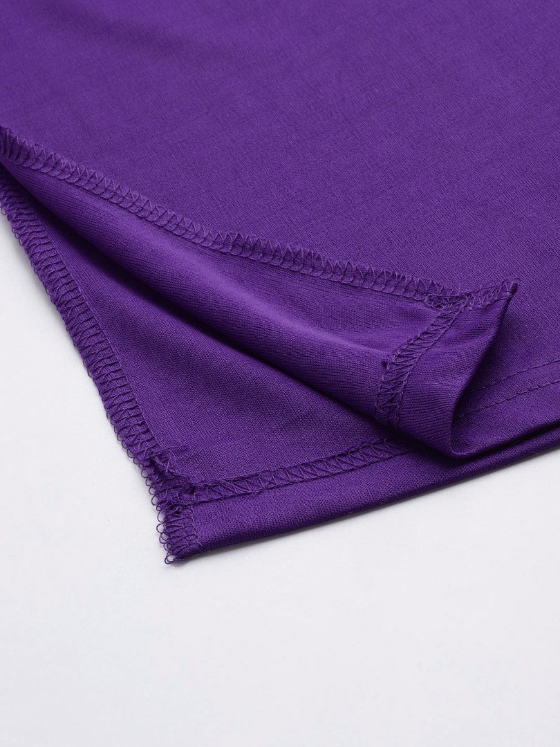 Women Deep Violet Solid Saree Shapewear