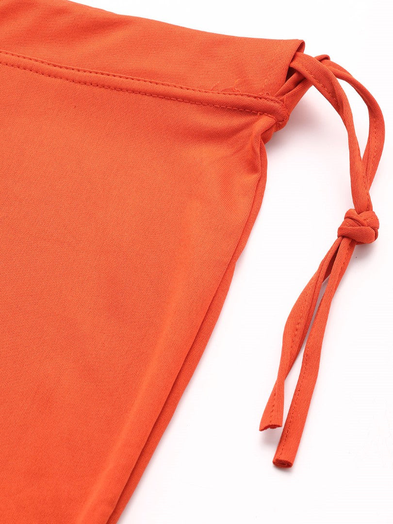 Women Saffron Solid Saree Shapewear
