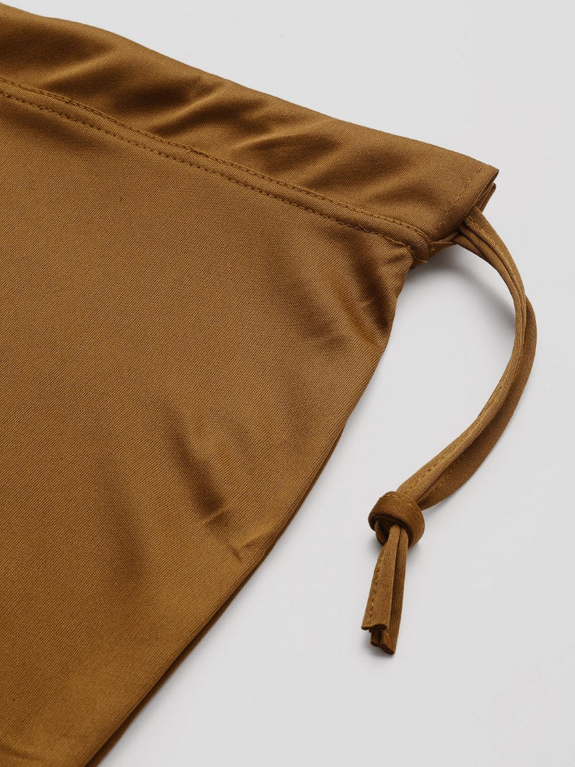 Women Deep Brown Solid Saree Shapewear