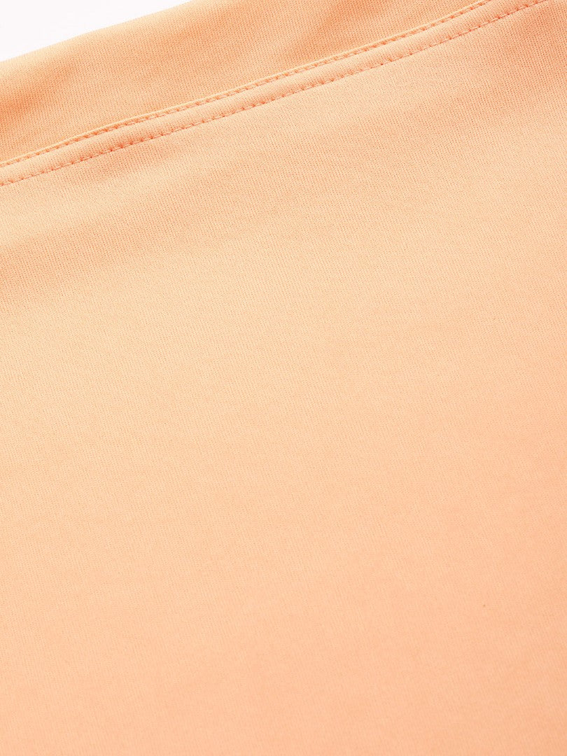 Women Deep Peach Solid Saree Shapewear