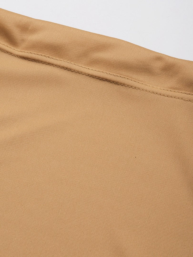 Women Light Brown Solid Saree Shapewear