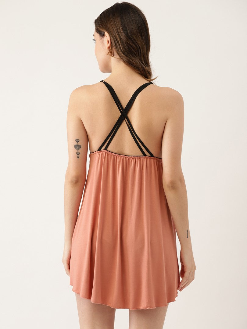 Peach babydoll with lace