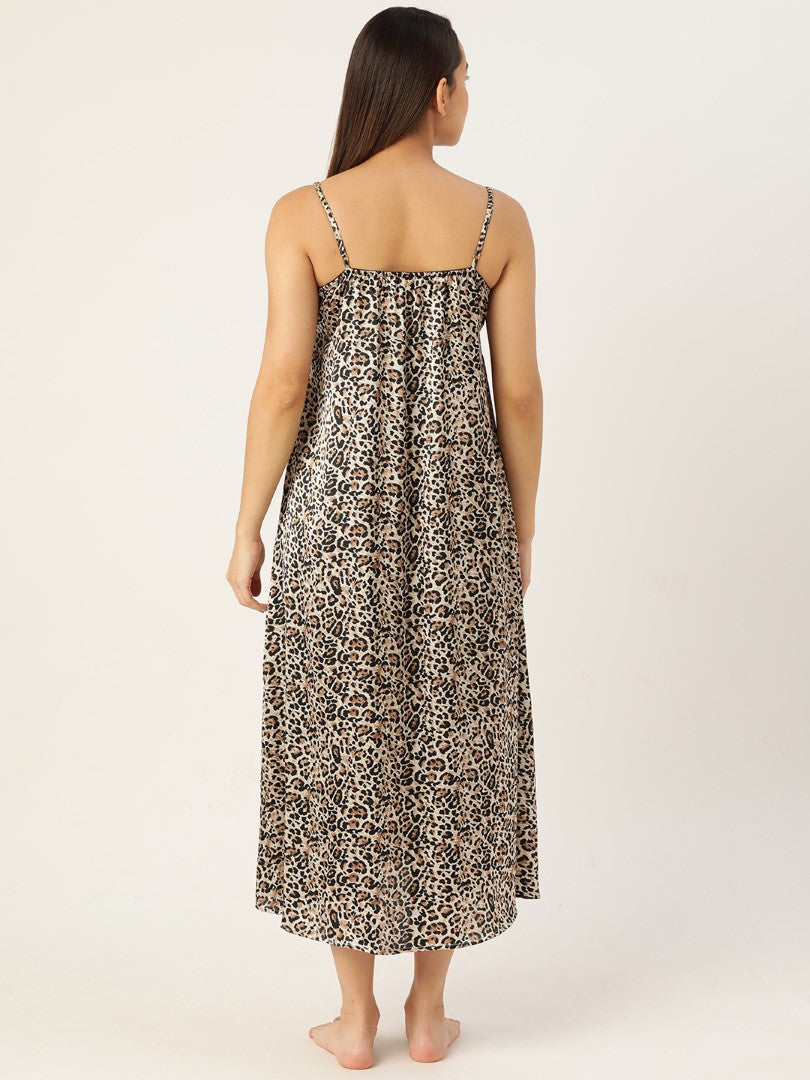 Cheetah Print Satin Nightwear/Nighty