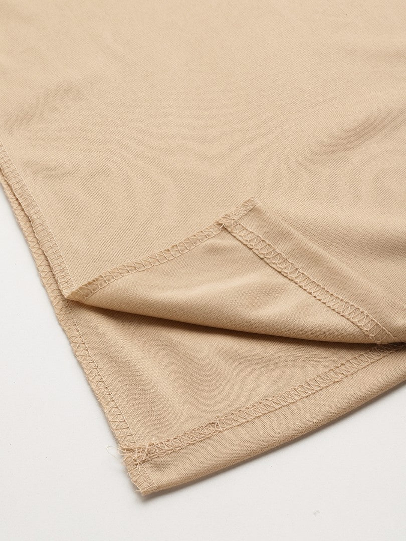 Women Dusty Brown Solid Saree Shapewear