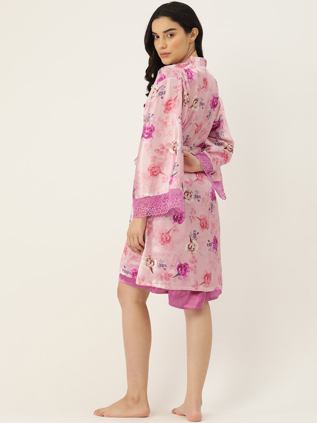 Satin Babydoll Nightwear/ Nighty Robe Set