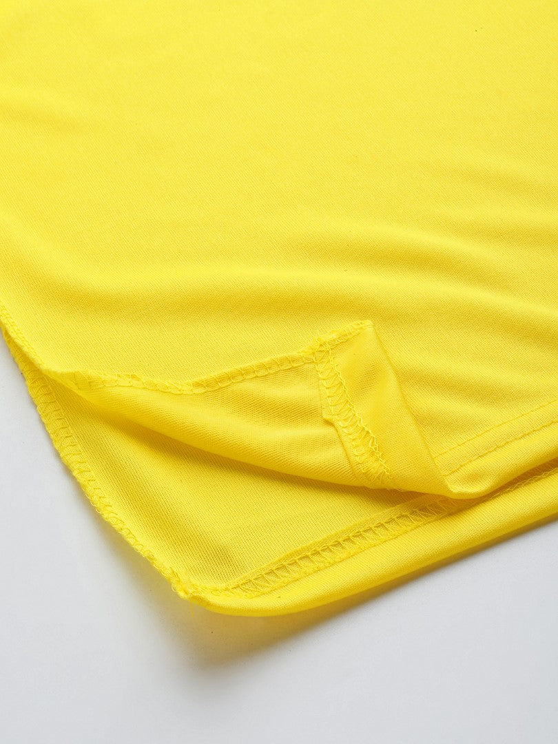 Women Lemon Yellow Solid Saree Shapewear