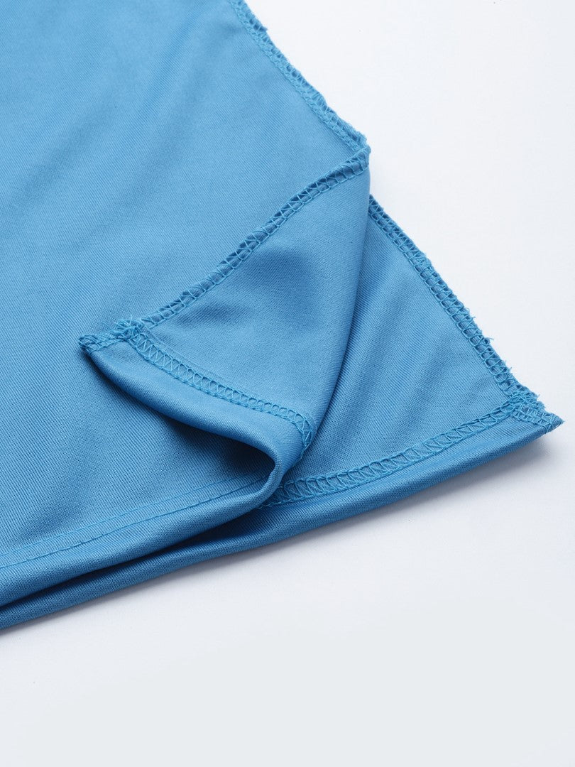 Women Sky Blue Solid Saree Shapewear