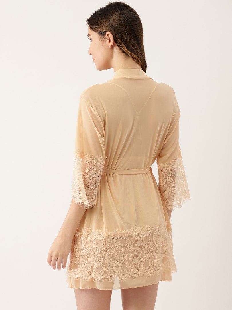 Skin babydoll with satin