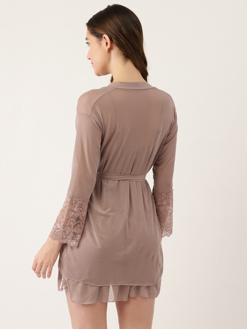 Brown babydoll with satin