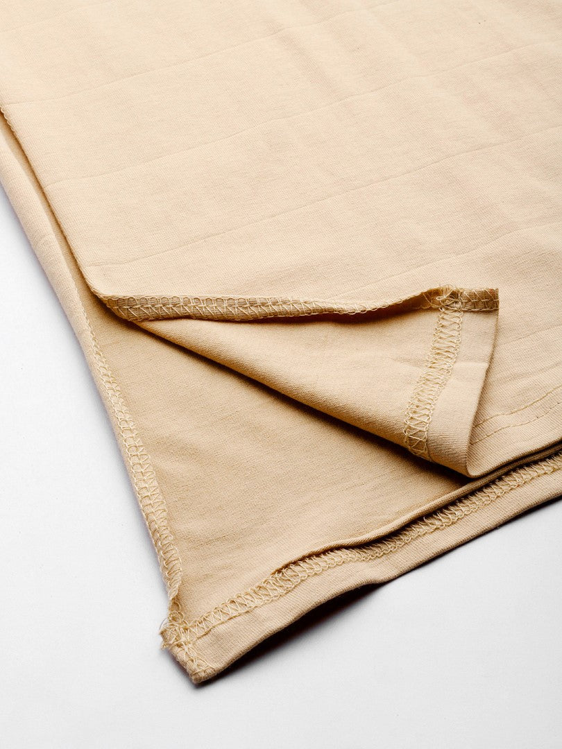 Women Beige Solid Knitted Saree Shapewear