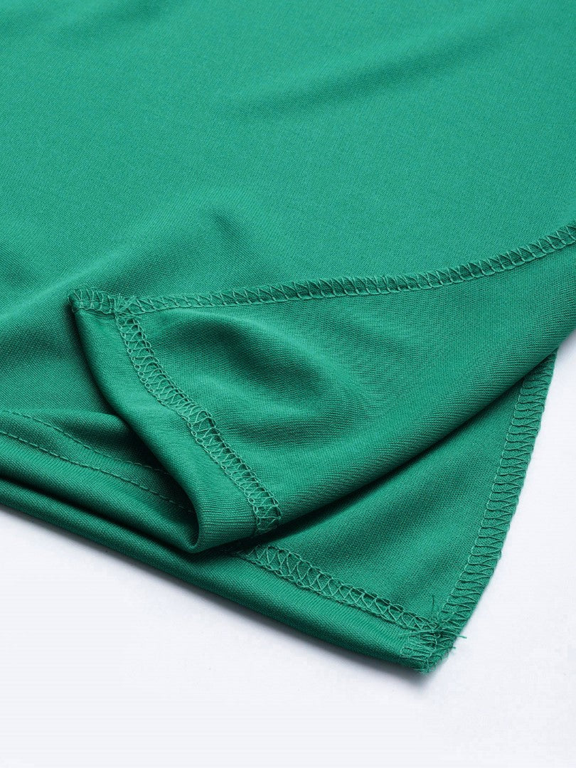 Women Peacock Green Solid Saree Shapewear