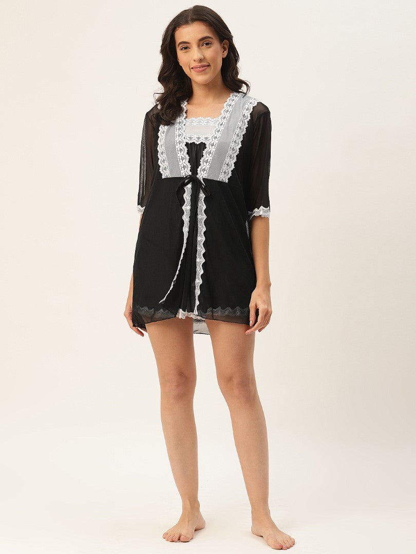 Black babydoll with Net/Lace