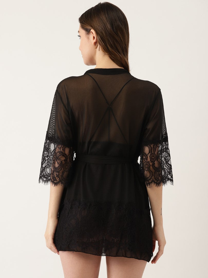 Black babydoll with satin