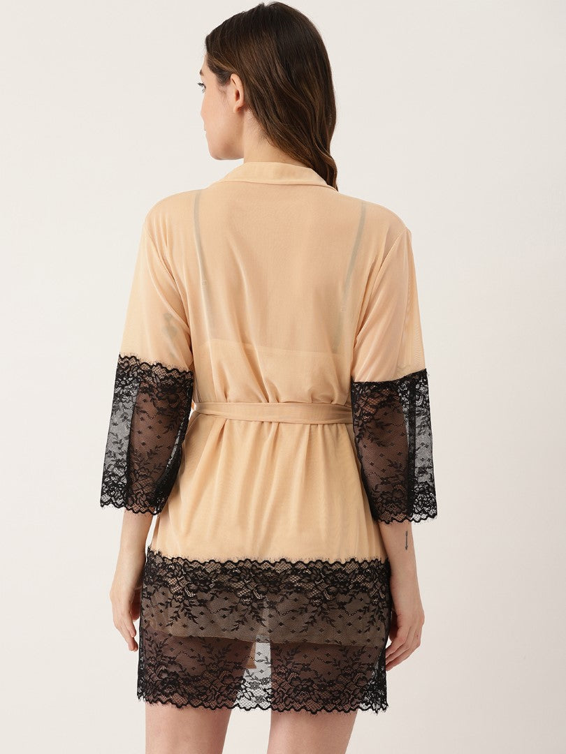 Skin babydoll with satin