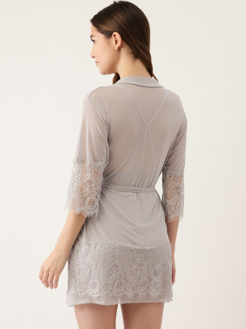 Grey babydoll with satin