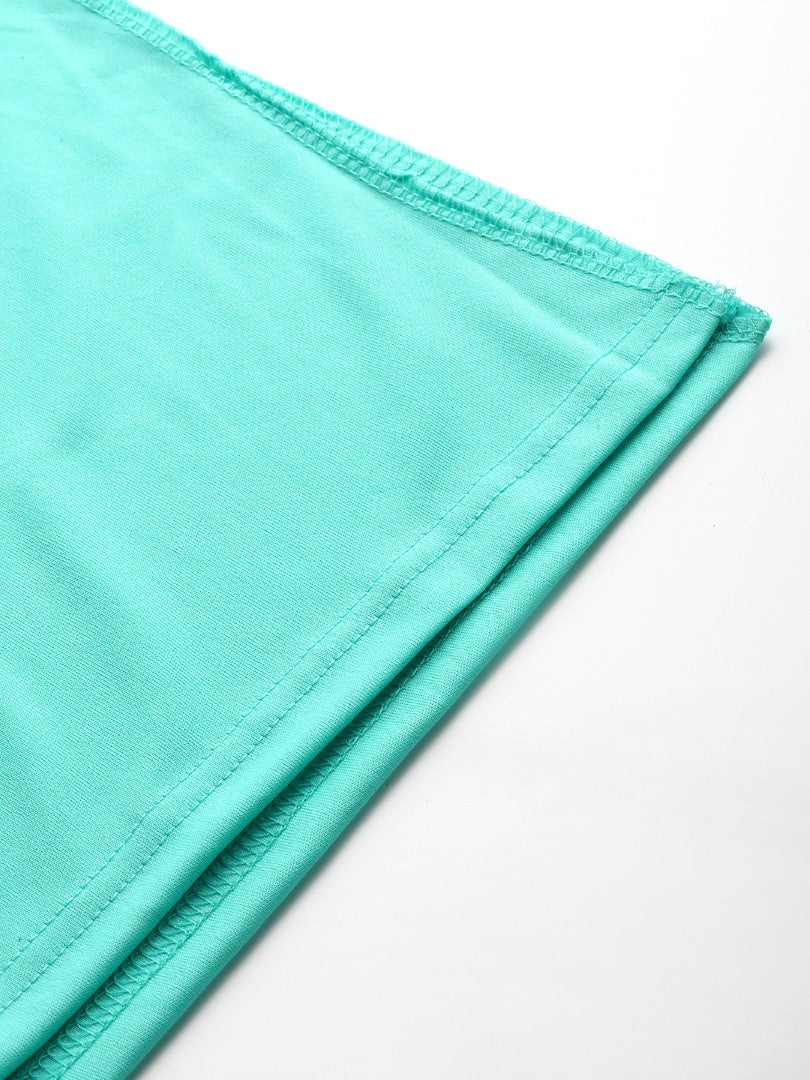 Women Sea Green Solid Saree Shapewear