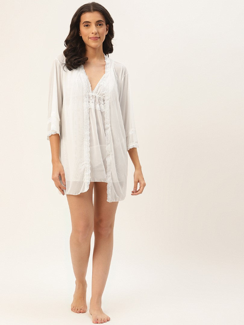 White babydoll with Net/Lace
