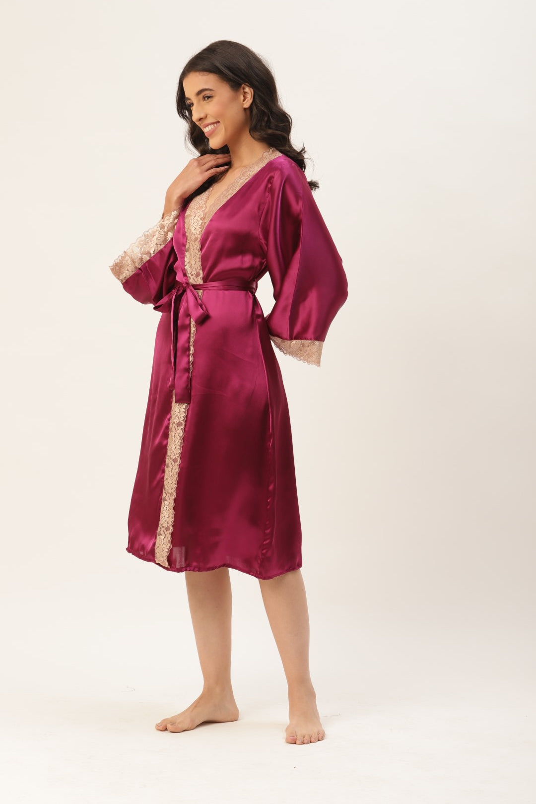 Wine Robe with Satin Fabric