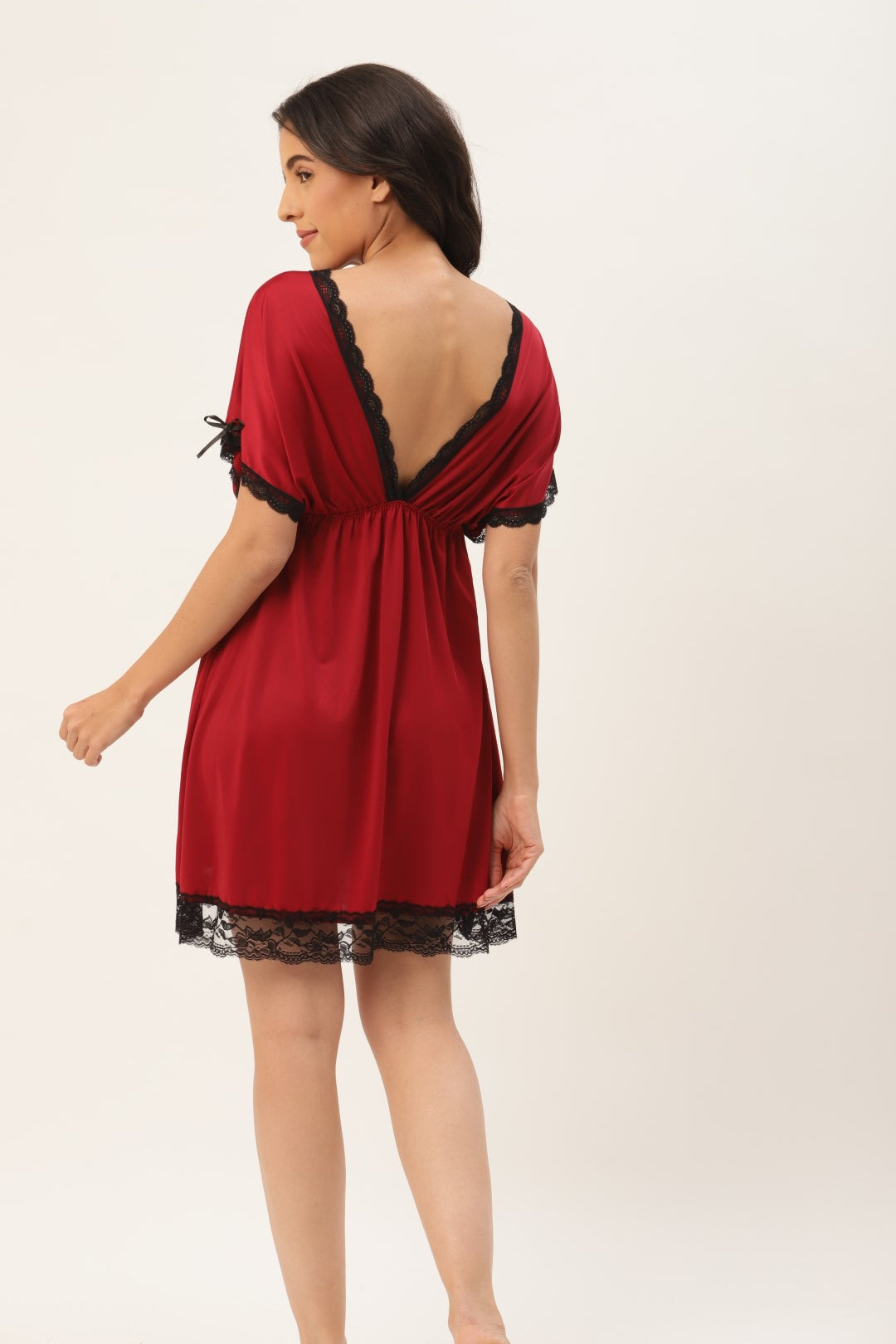 Maroon babydoll/Nighty with Icy Silk Satin