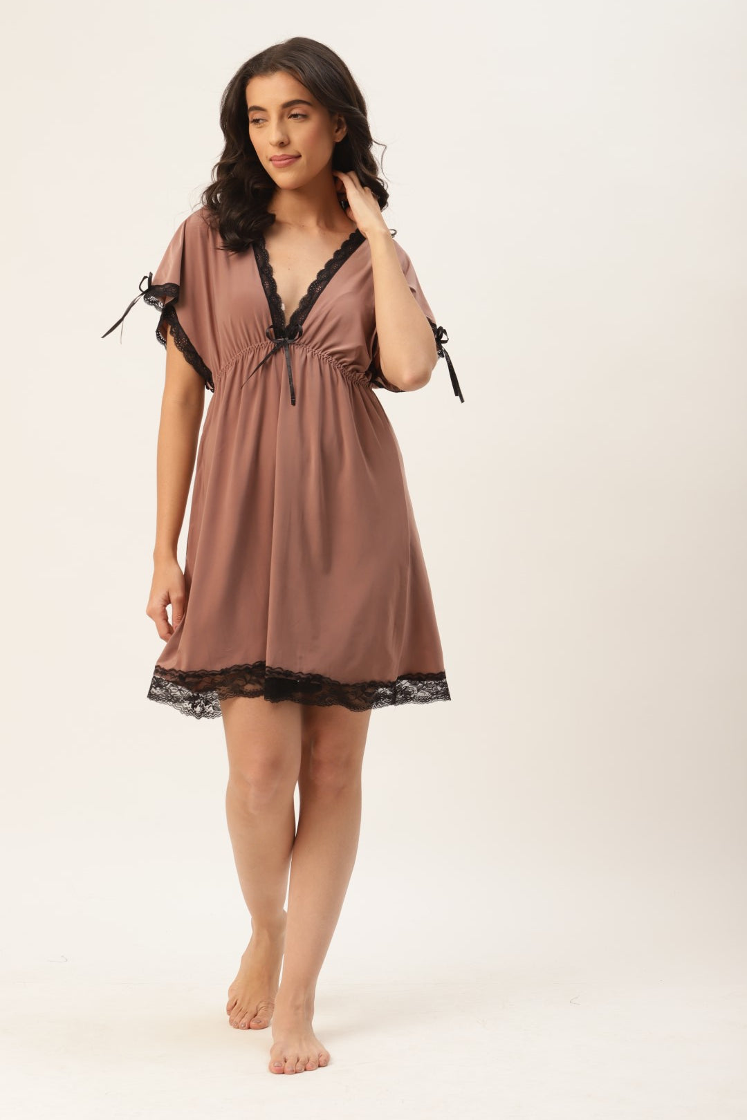 Brown babydoll/Nighty with Icy Silk Satin