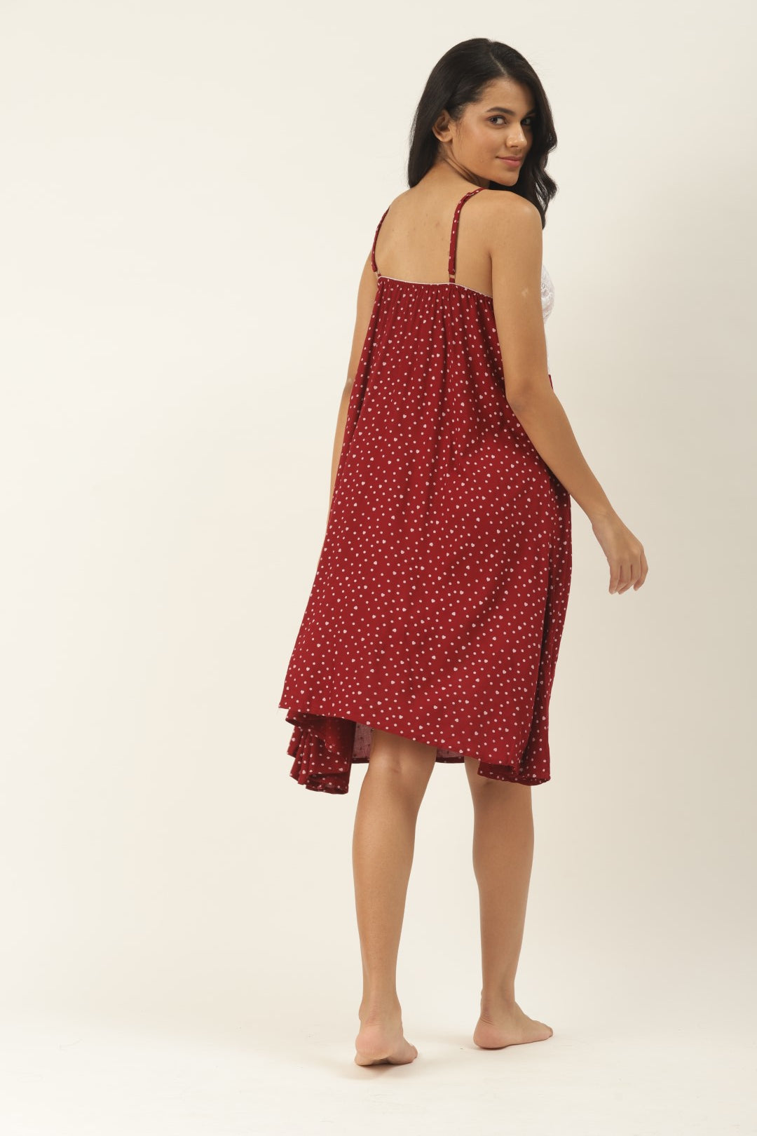Maroon Printed Nightdress