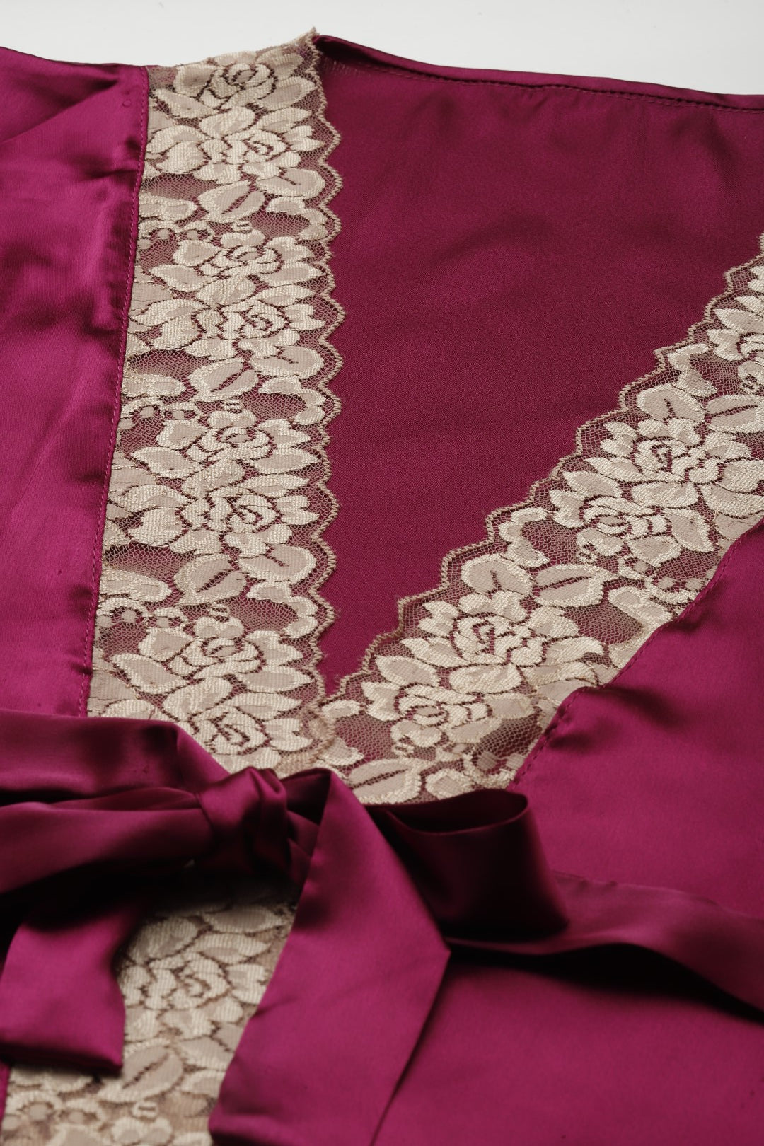 Wine Nightwear/nighty with satin