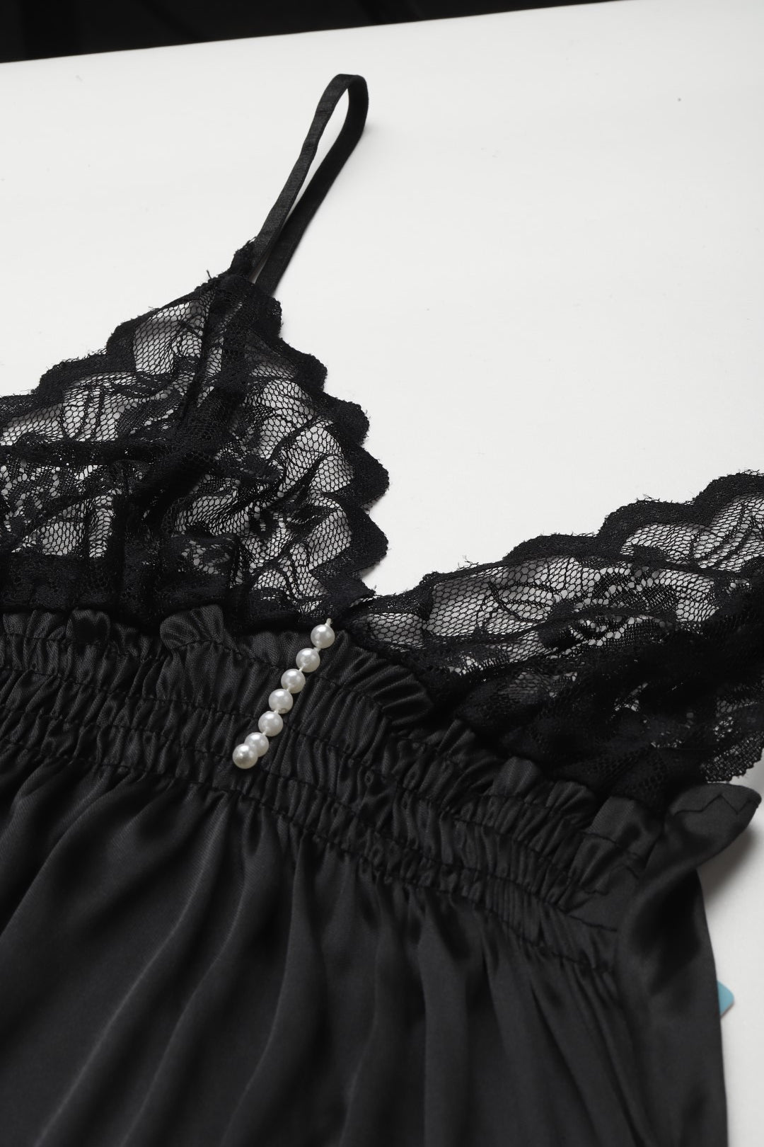 Black babydoll with satin