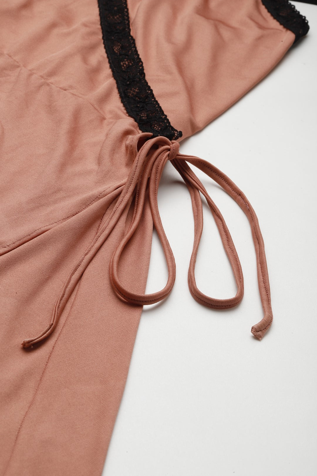 Rust Solid finish Nightwear/ Nighty with Modal Fabric and Lace
