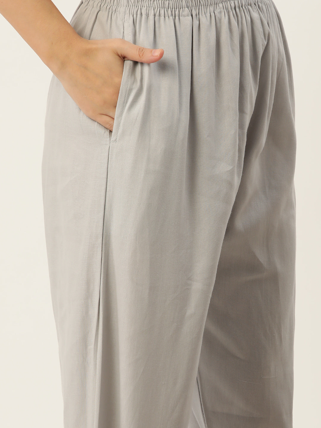 Women Pure Cotton Kurti Pant - Light Grey