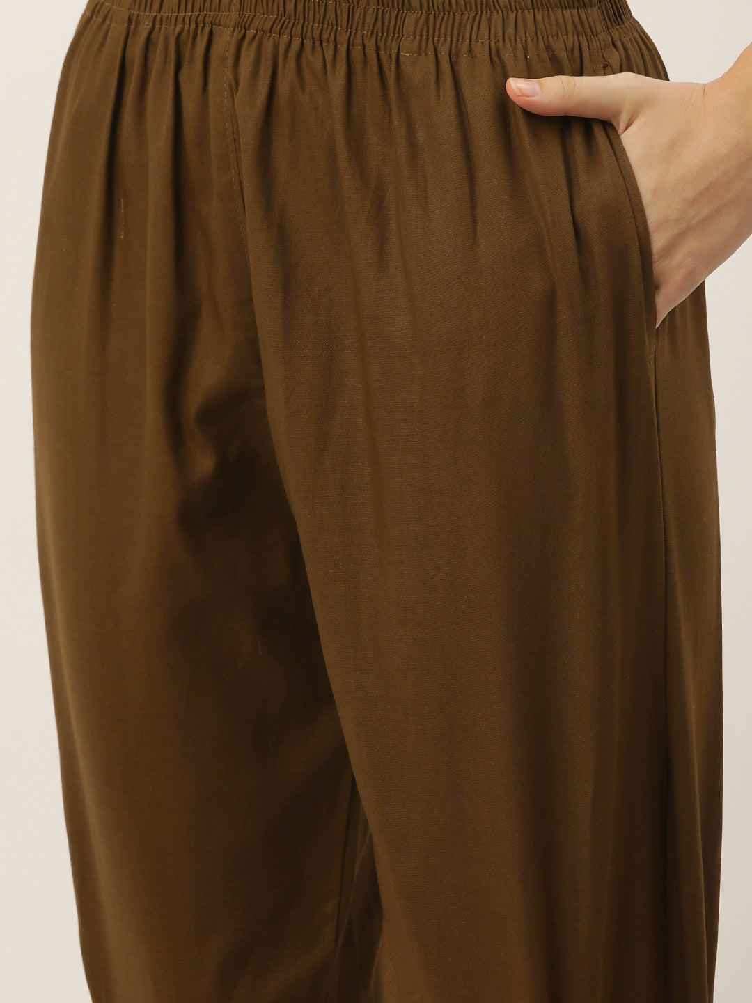 Women Pure Cotton Kurti Pant - Brown