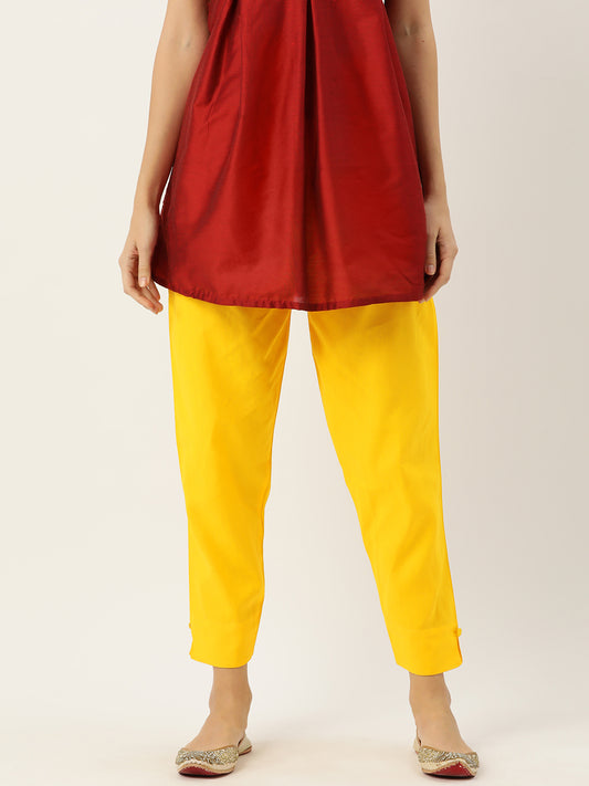 Women Pure Cotton Kurti Pant - Yellow