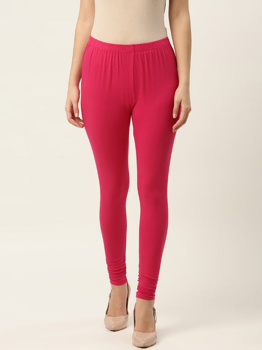 Women Dark Pink Churidar-Length Leggings