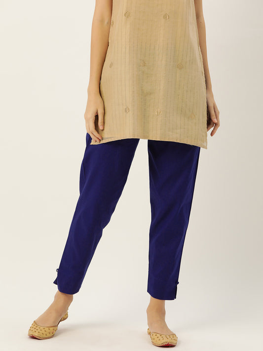 Women Pure Cotton Kurti Pant - Royal Blue