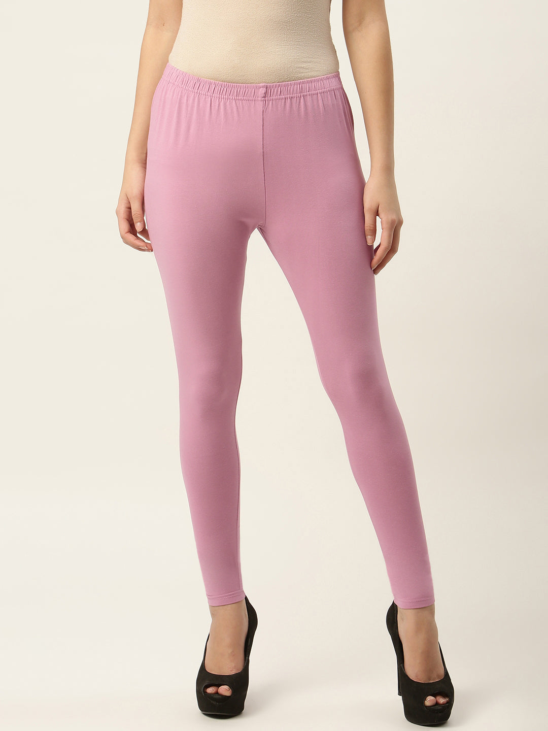 Women Dusty Pink Ankle-Length Leggings