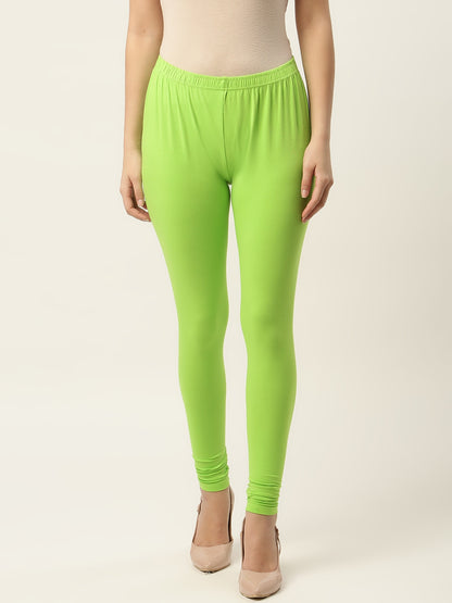 Women Light Green Churidar-Length Leggings