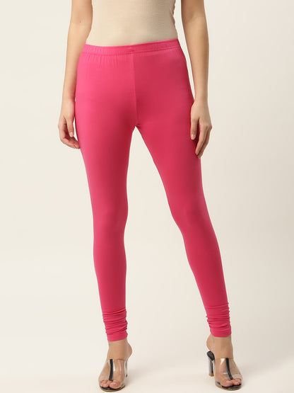 Women Pink Churidar-Length Leggings