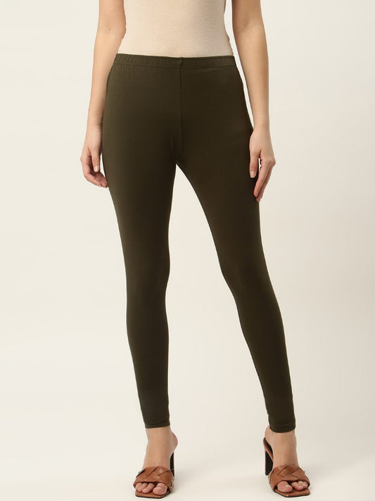 Women Dark Green Ankle-Length Leggings