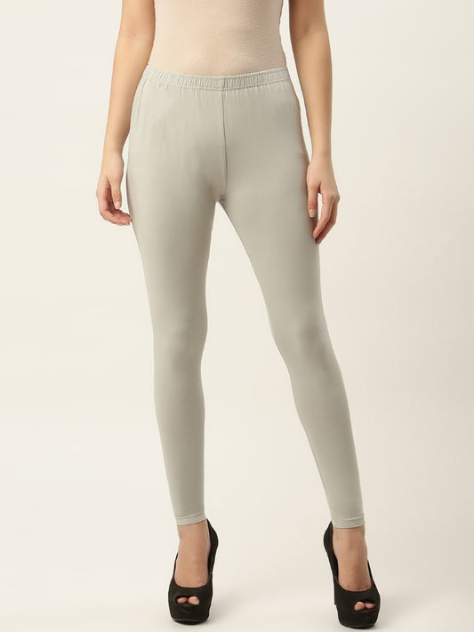 Women Light Grey Ankle-Length Leggings