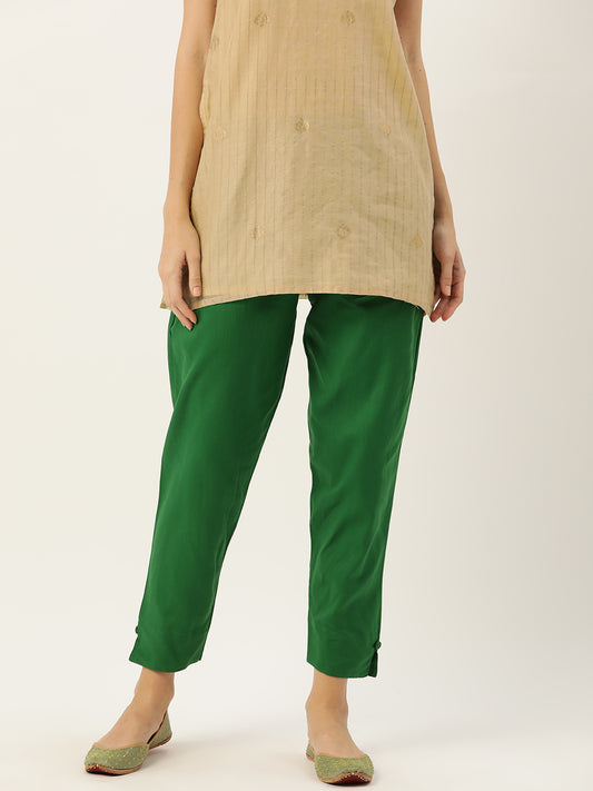 Women Pure Cotton Kurti Pant - Green