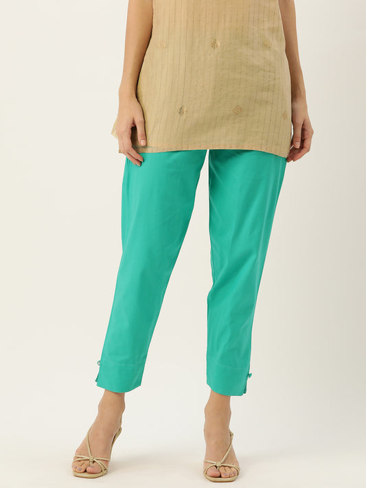 Women Pure Cotton Kurti Pant - Pista Green