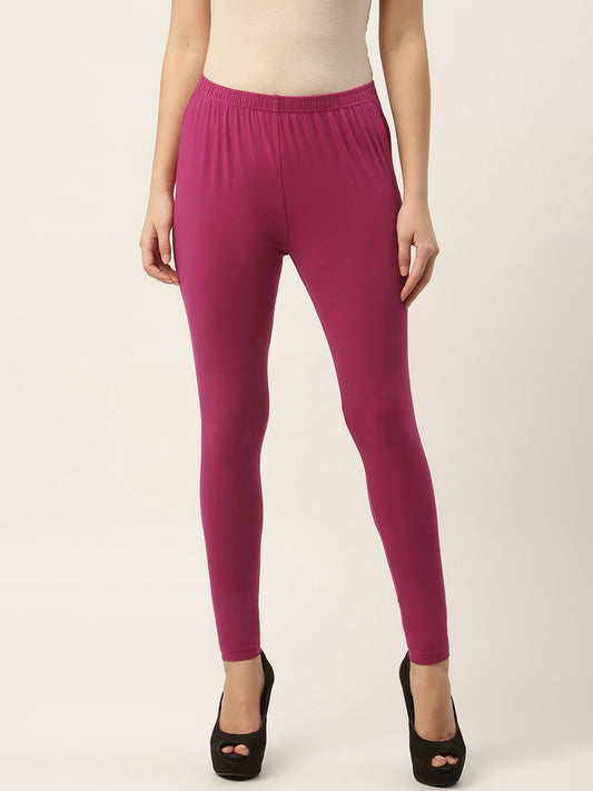 Women Magenta Ankle-Length Leggings