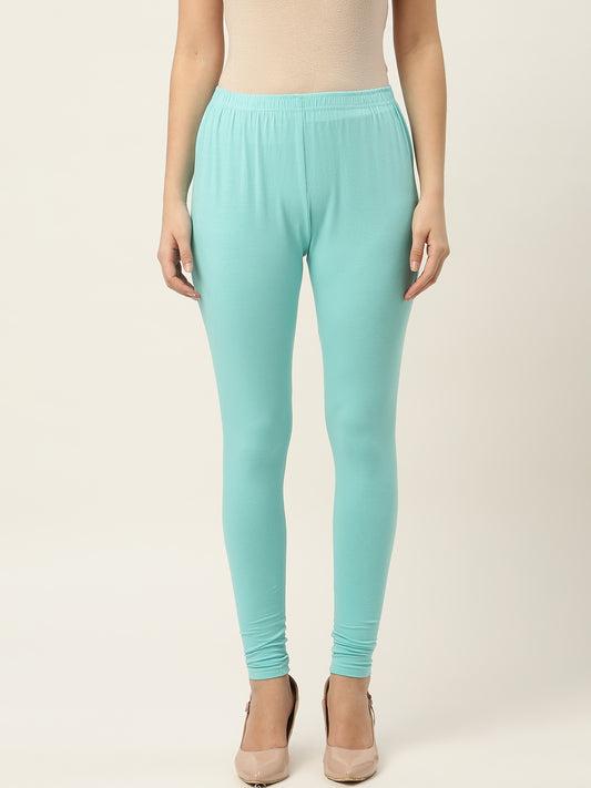 Women Sea Green Churidar-Length Leggings