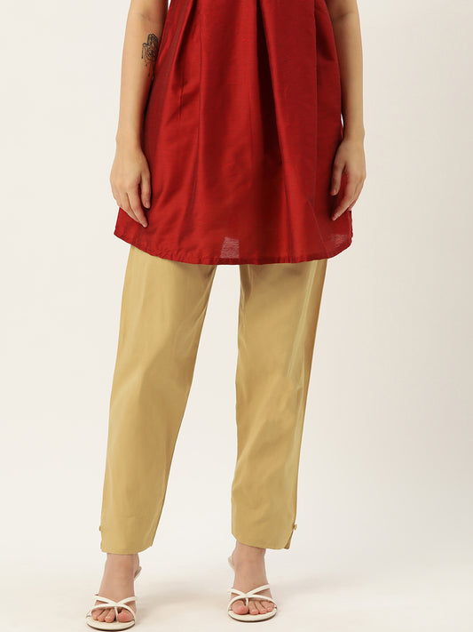 Women Pure Cotton Kurti Pant - Beige