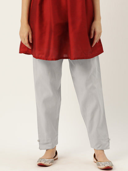 Women Pure Cotton Kurti Pant - Light Grey