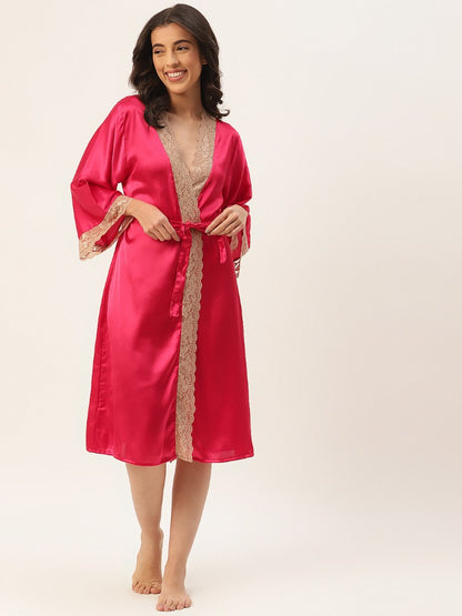 Rose Robe with Satin Fabric