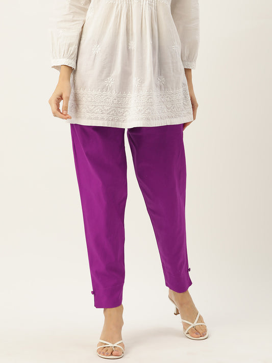 Women Pure Cotton Kurti Pant - Purple