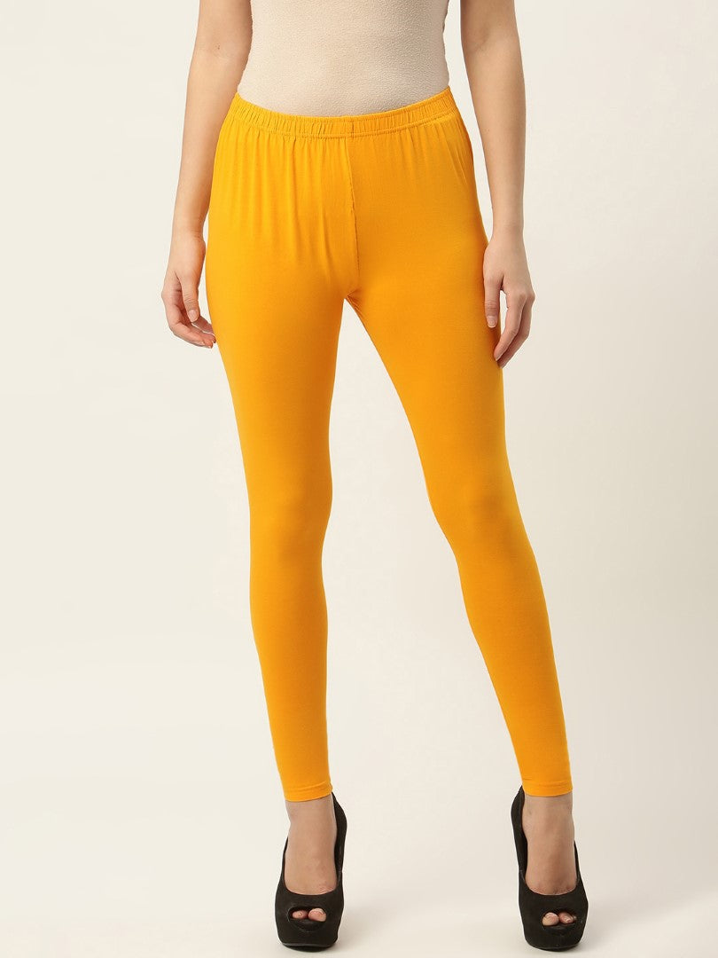 Women Dark Yellow Ankle-Length Leggings